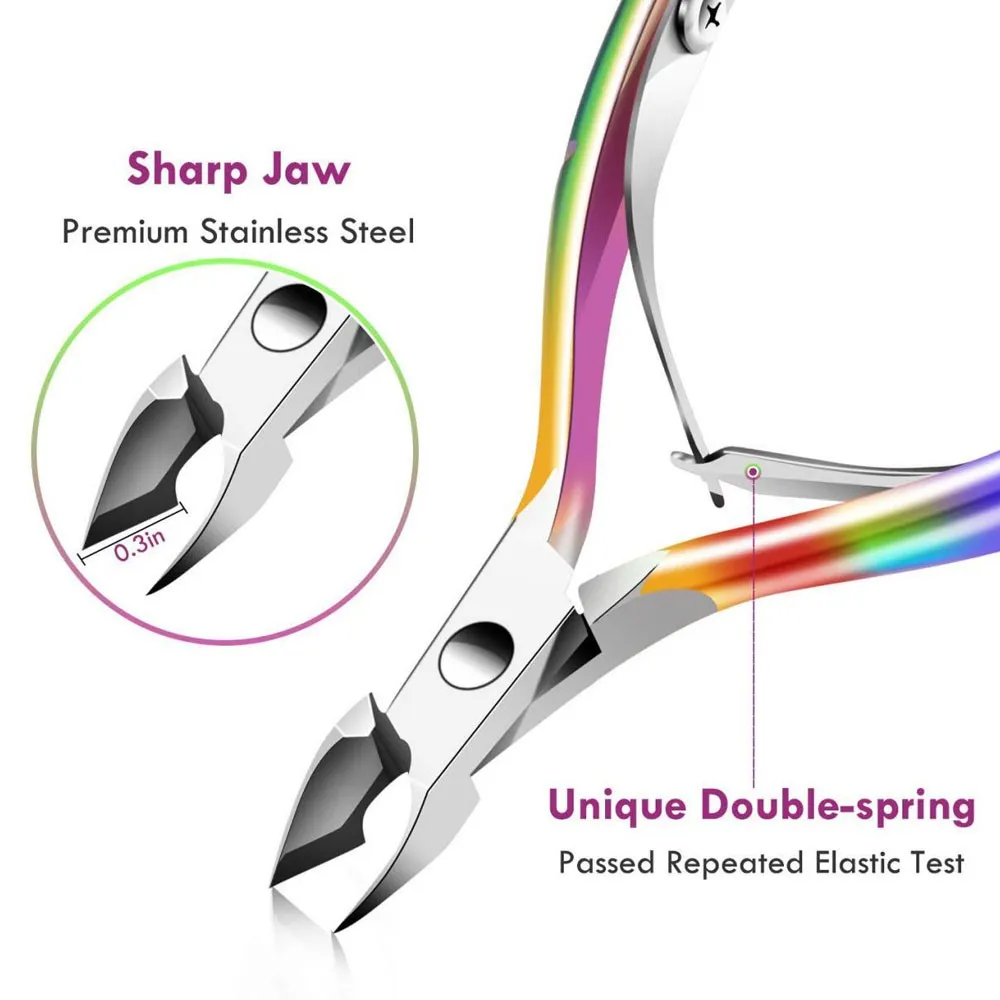 2/3Pcs Cuticle Trimmer Cuticle Remover & Cuticle Pusher Stainless Steel Cutter Nipper Scissor Clipper for Fingernails Toenails
