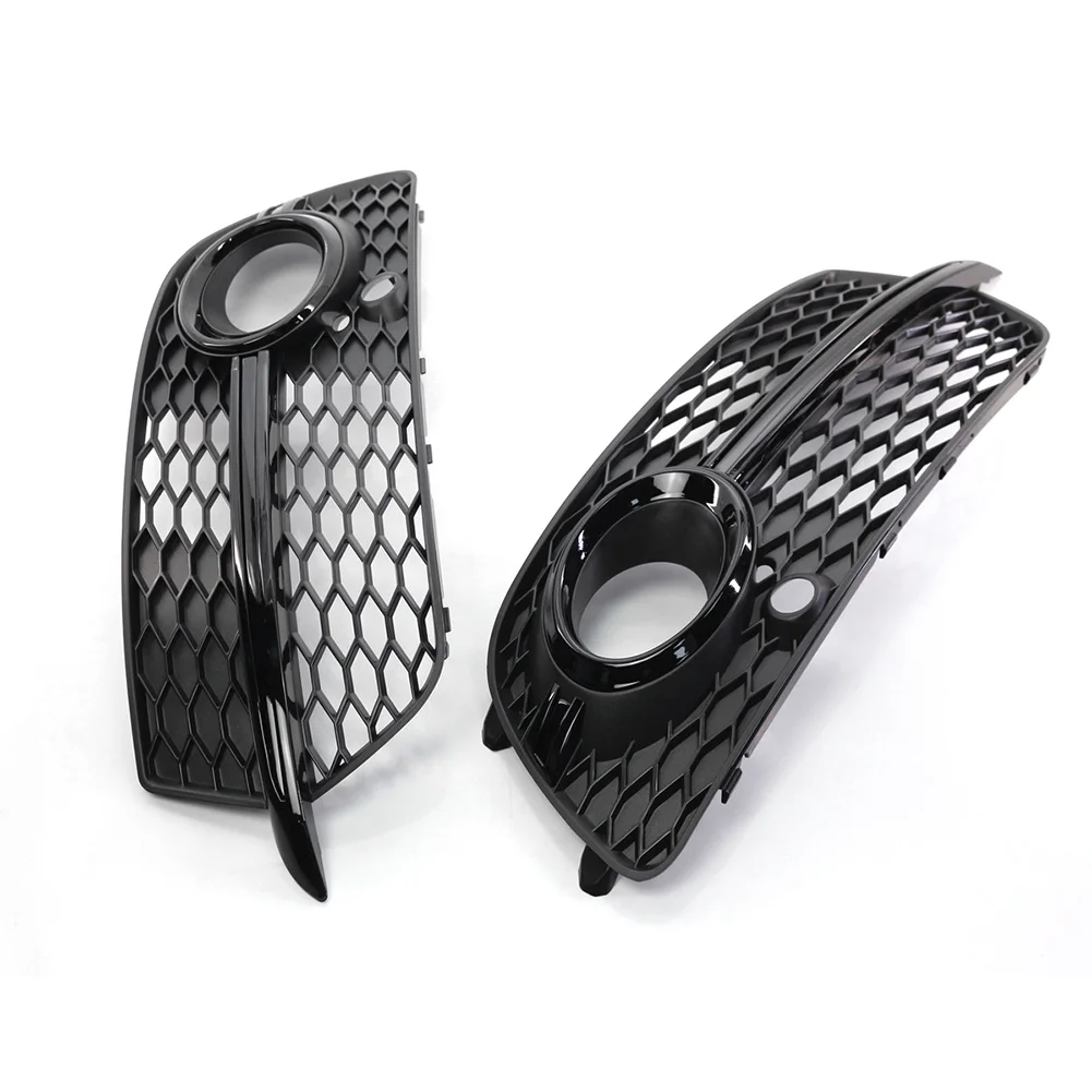 2x Black Car Front Bumper Fog Light Grill Grille Cover For Audi Q5 S-Line 2013 2014 2015 2016 2017 8R0807681S 8R0807682N