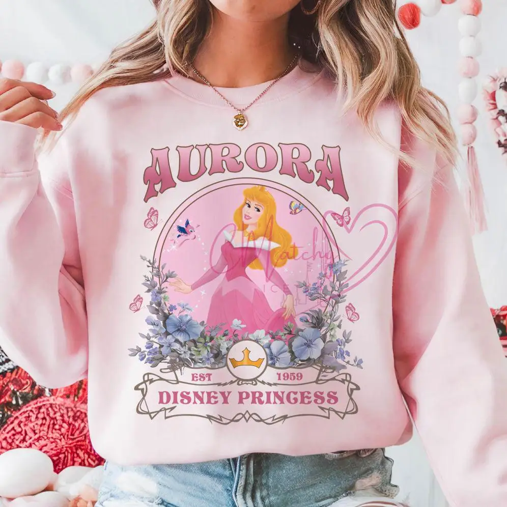 

Толстовка с капюшоном в стиле ретро «Спящая красавица», женская толстовка с круглым вырезом Disney Lola, новинка зимы, подходит для мужчин и женщин