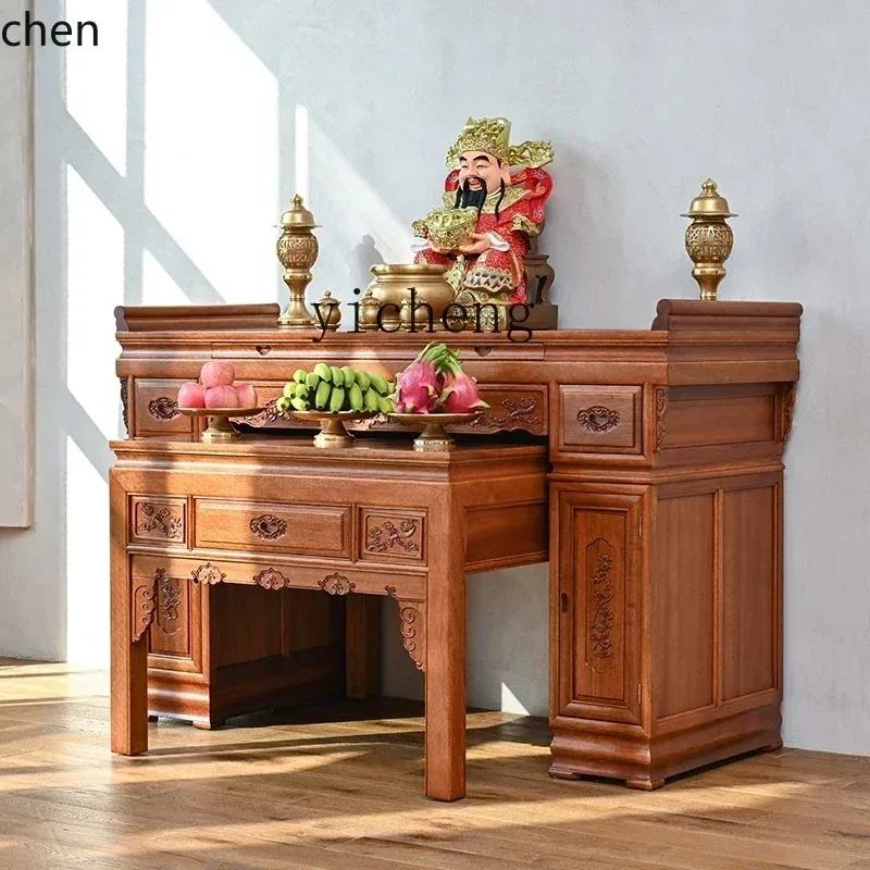 FG-14 Altar Buddha Cabinet Incense Case God Table Solid Wood Strip Case Worship Table