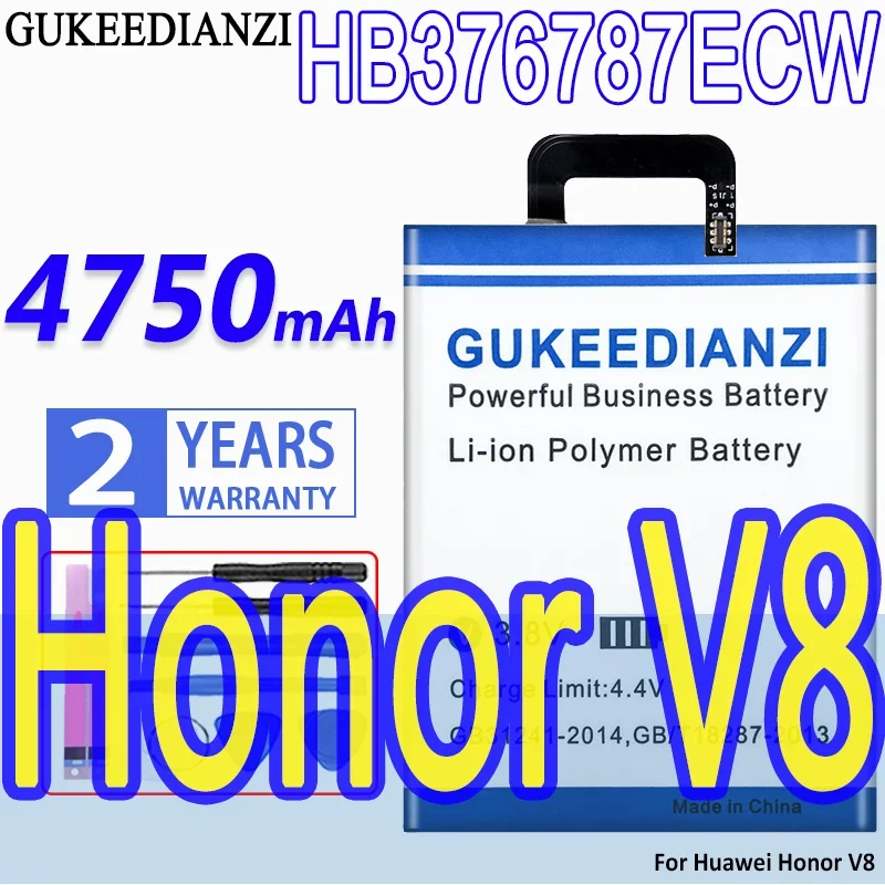 

4750mAh Mobile Phone Battery HB376787ECW For Huawei Honor V8 Good Low-Temperature Performance