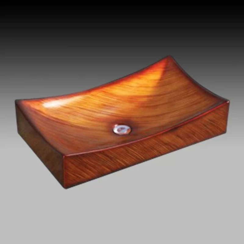 Boutique stage basin high-grade wood grain, super bright glaze! Easy to clean art basin, wash face