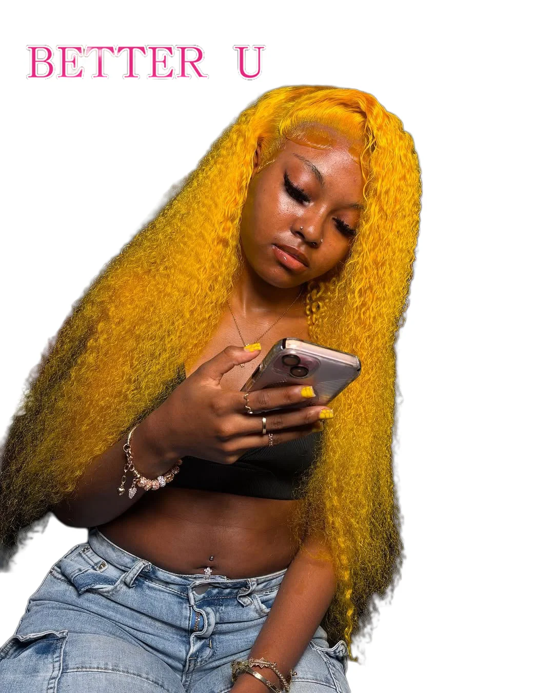 

Yellow Colored Curly Human Hair Wig 13x6 Transparent Lace Front Wig Pre Plucked Brazilian Hair 13x4 Lace Frontal Wig For Women