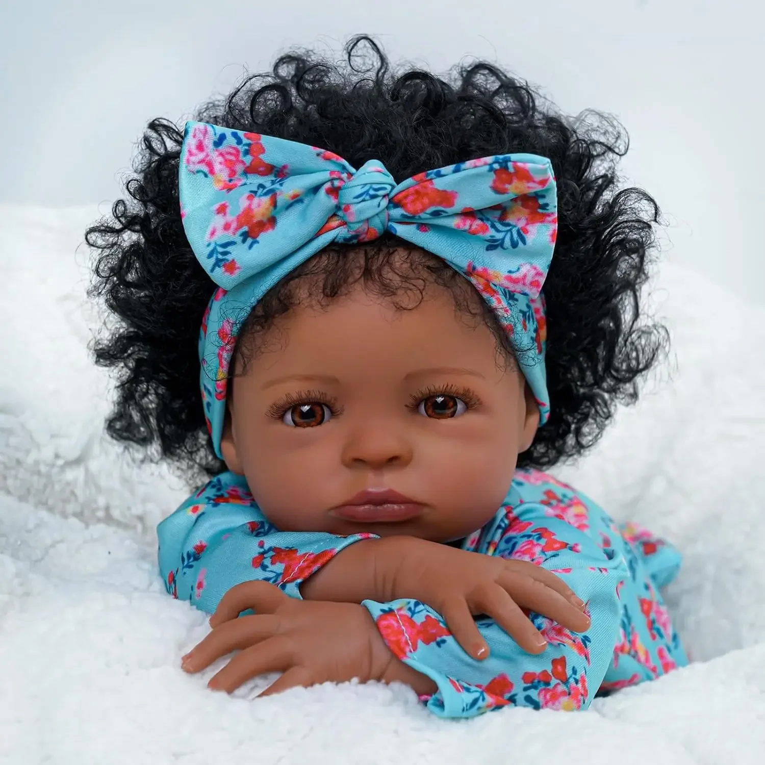 20 Inch Finished Reborn Baby Dolls Dark Skin Lanny African American Doll Princess Black Girl Vinyl Cloth Body Newborn Toy