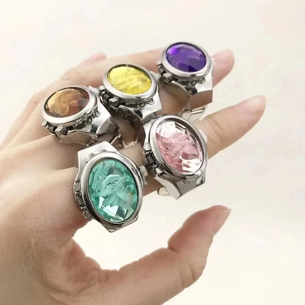 Fashion Jewelry Vintage Rings Jewelry Clock Oval Shape Alloy Roman Quartz Watch Creative Adjustable Finger Watch Ring Couple