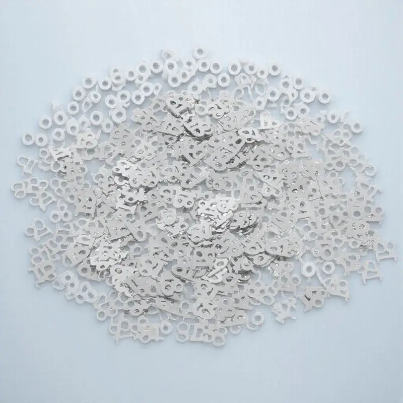 

600PC Monochrome Digital Birthday Confetti Party Happy Throwing Sequins Age 18 for Festival Party Decoration (Silver)