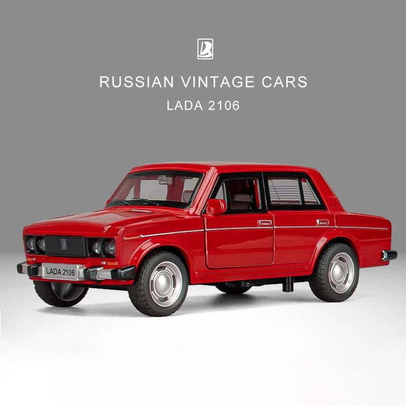 1:32 Russian LADA 2106 Alloy Model Cars Toy Diecasts Metal Casting Pull Back Music Light Car Toys For Children Vehicle