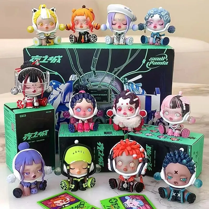 POP MART Skullpanda City of Night Serie Blind Box Spielzeug Kawaii Anime Action Figure Caixa Caja Mystery Box Puppen Mädchen Geschenk