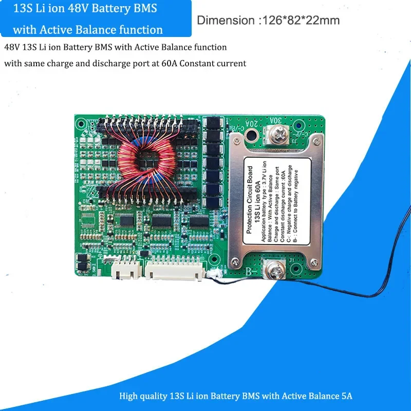 13S  Active Balance BMS  with  60A constant current for 48V Lithium ion Battery