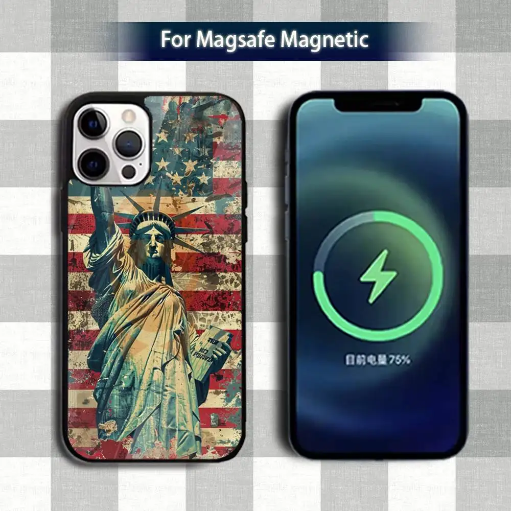 حافظة هاتف بعلم أمريكا U-USA لهواتف iPhone 13,12,15,17,11,16,14,Pro,Max,Plus,Mini,Magsafe,حافظة شحن لاسلكية مغناطيسية #3