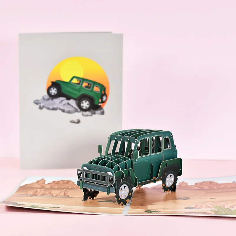 

New Creative 3D Pop-Up Card: Off-Road Vehicle Model Birthday & Holiday Universal Greeting Card Father's Day Blessings Card