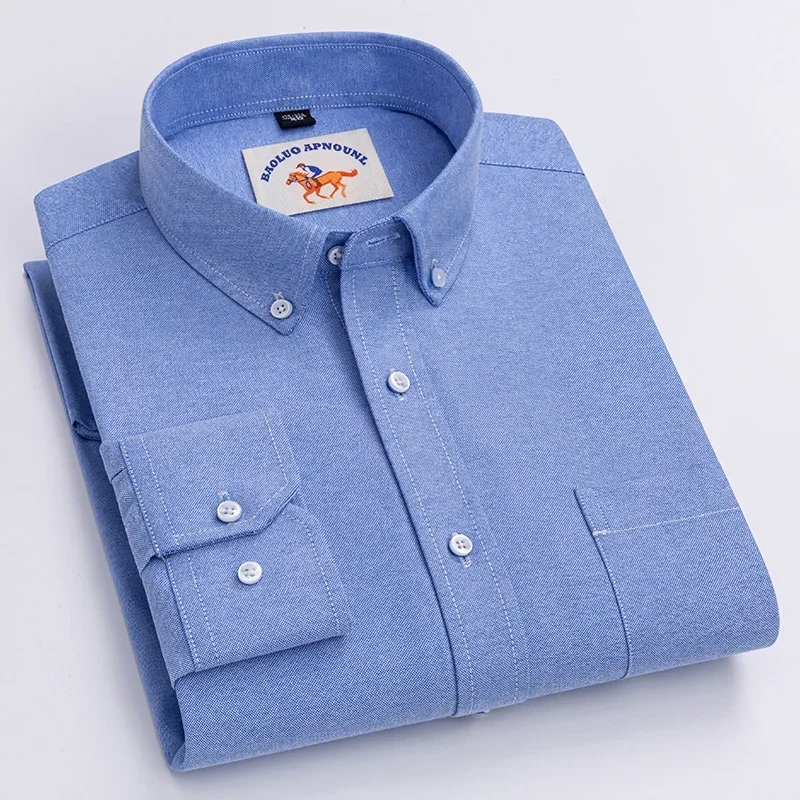 Nieuw In Shirt 100% Katoenen Oxford Lange Mouwen Shirts Voor Mannen Slim Fit Formeel Effen Shirt Hight Qulity Koreaanse Populaire Roze Kleding