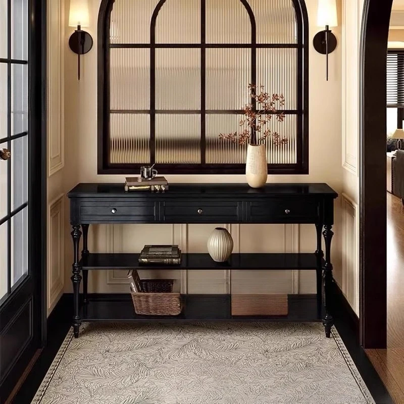 

American retro solid wood porch table American side cabinet entry table foyer partition storage