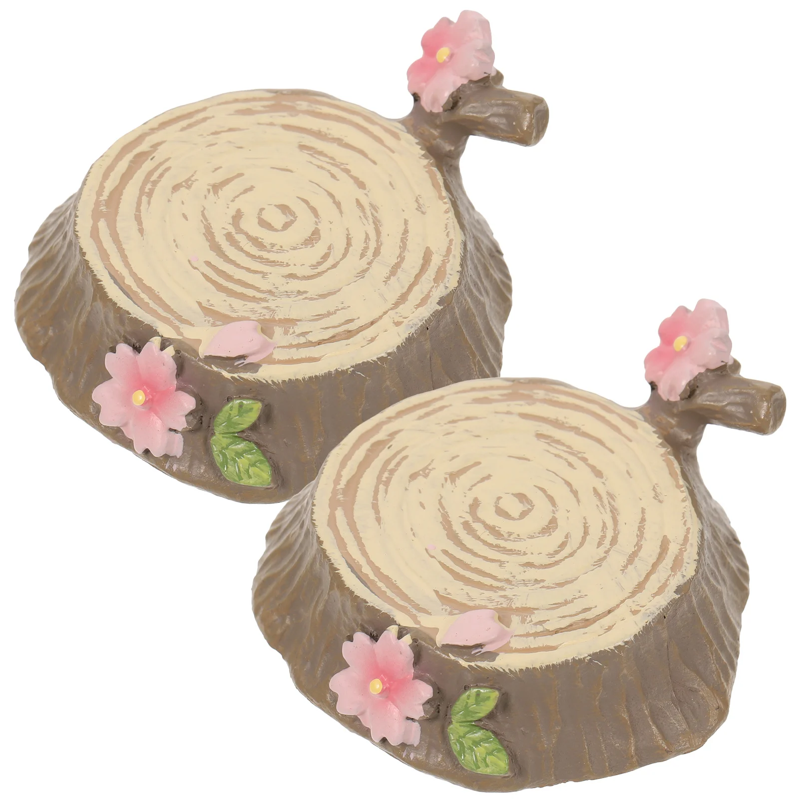 2pcs Miniature Tree Stump Decor Resin For Garden Yard Balcony Micro Landscape Ornament Fairy Garden Accessories