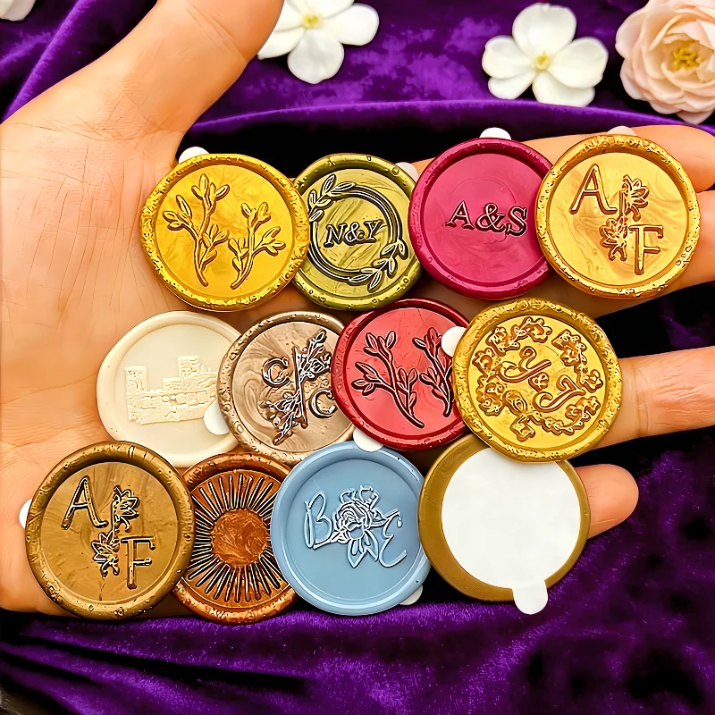 

Custom Wedding Wax Seal Stickers, Personalized Logo/Monogram/Name Wax Seal Labels with Backing Self-Adhesive, Handmade Wax Seals