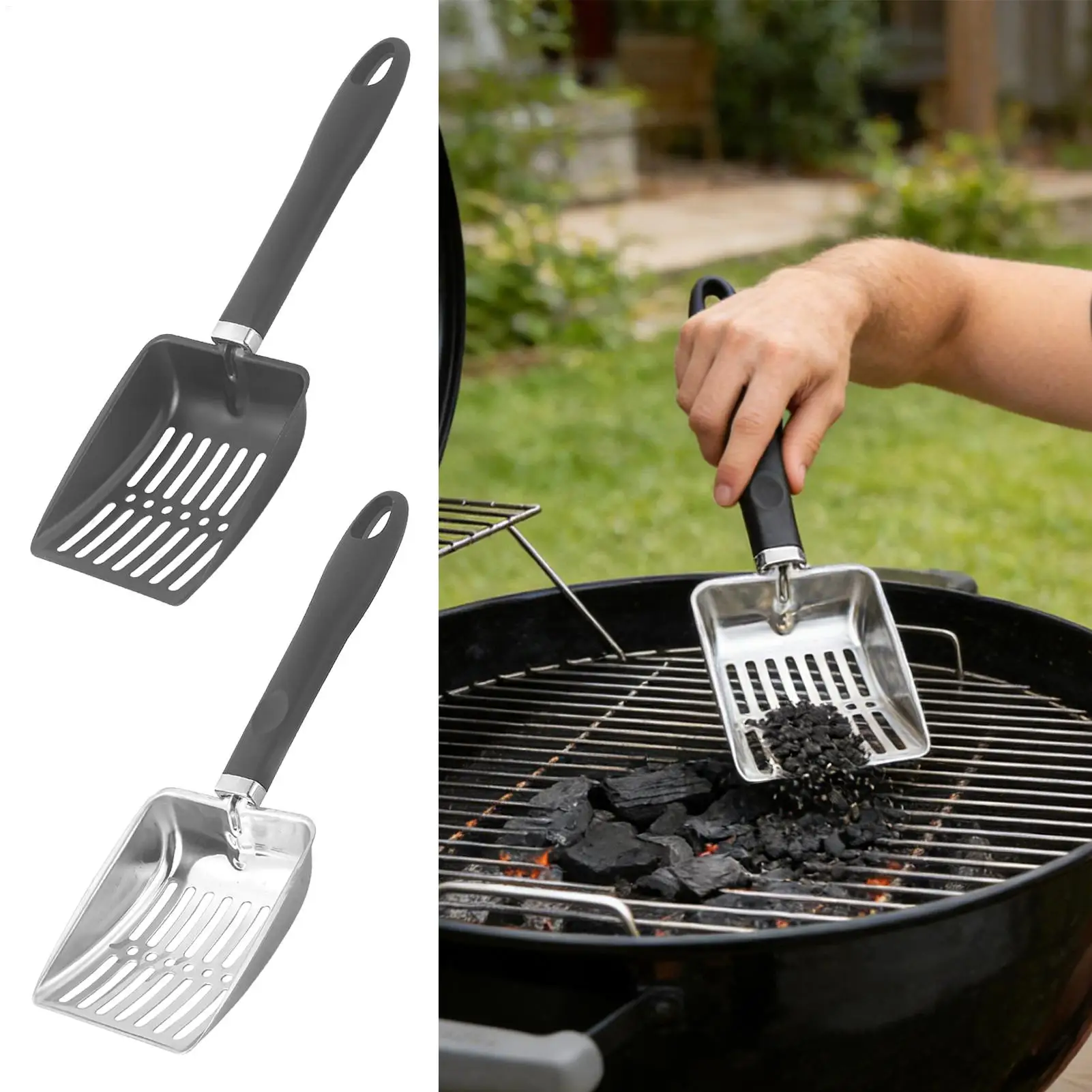 Fireplace Ash Sifter 12.8 Inch Heat Resistant Fire Pit Sifter Stainless Steel Hollow Out Ash Shovel for BBQ Campfire Charcoal