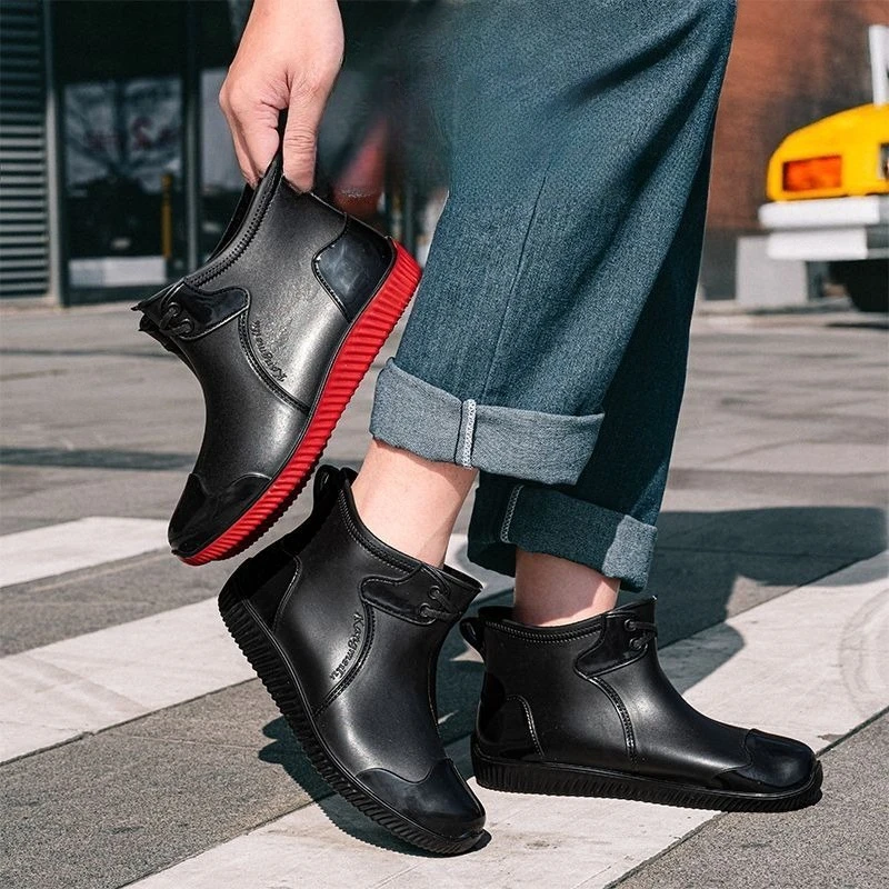 Men's Outdoor Delivery Rain Boots Ultra-Soft Non-Slip Flat Sole Waterproof