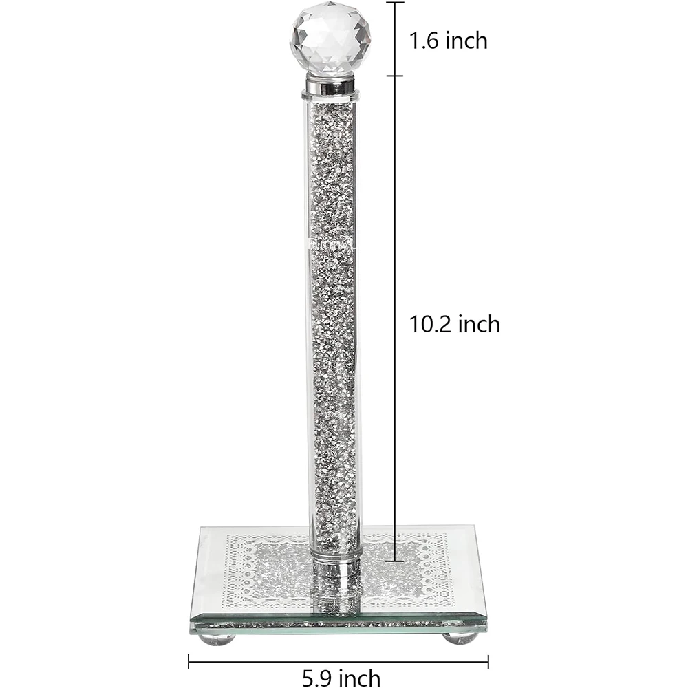 Crystal Napkin Holder Countertop Paper Towel Holder Paper Dispenser Stand with Sparkly Crushed Diamond for Kitchen Bathroom