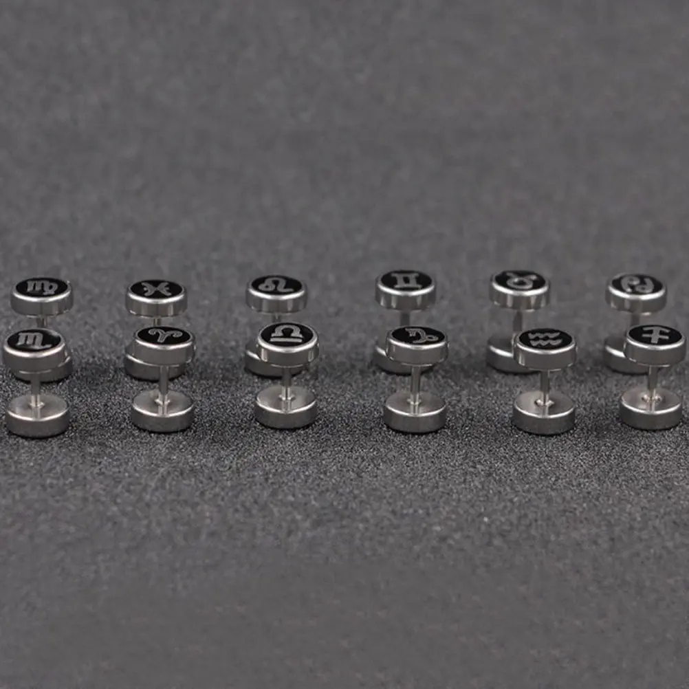 1Pair Stainless Steel Locking Screw Stud Earrings Zodiac Aries Elegant Minimalist Design Easy Wear Take Off Perfect Gift for Her