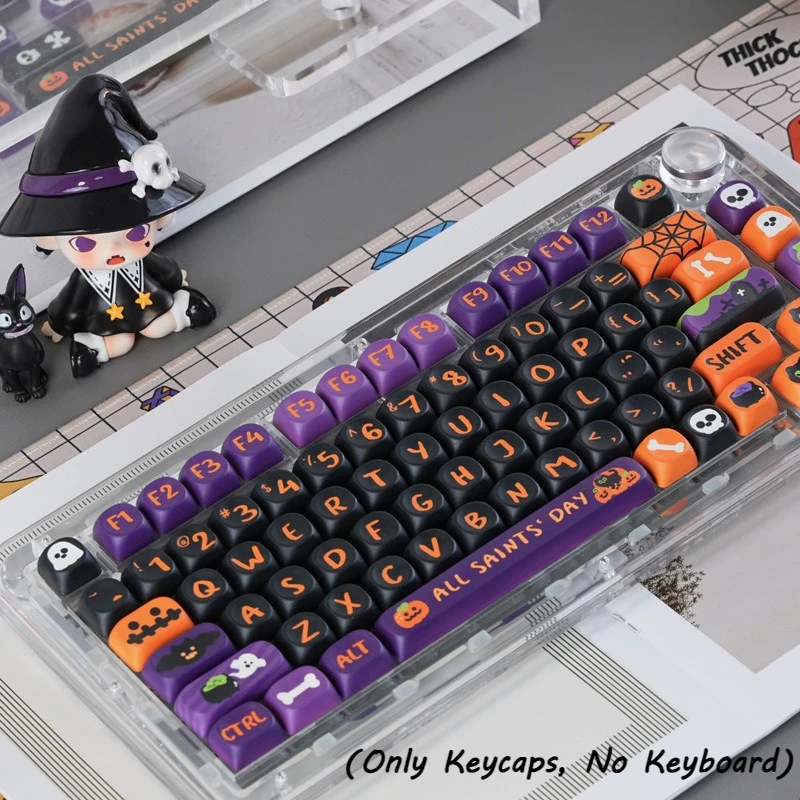 130 Keys Keycap For Mechanical Keyboard Accessories Halloween Theme MOA High Keycap Set PBT Material Sublimation Process Keycap