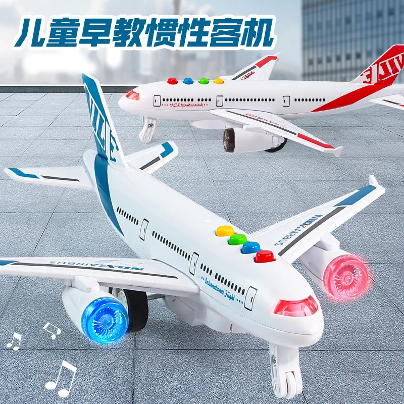 Children's Early Education Music, Lighting, Airplane Model Toy, Bi-Directional Inertial Driving, Singing, Storytelling,XT227