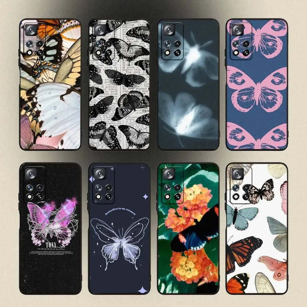 

Ins Retro Butterfly Phone Case For Samsung Galaxy A20,A21s,A22,A31,A32,A52,A53,A72,73,A80,A91 Soft Black Cover