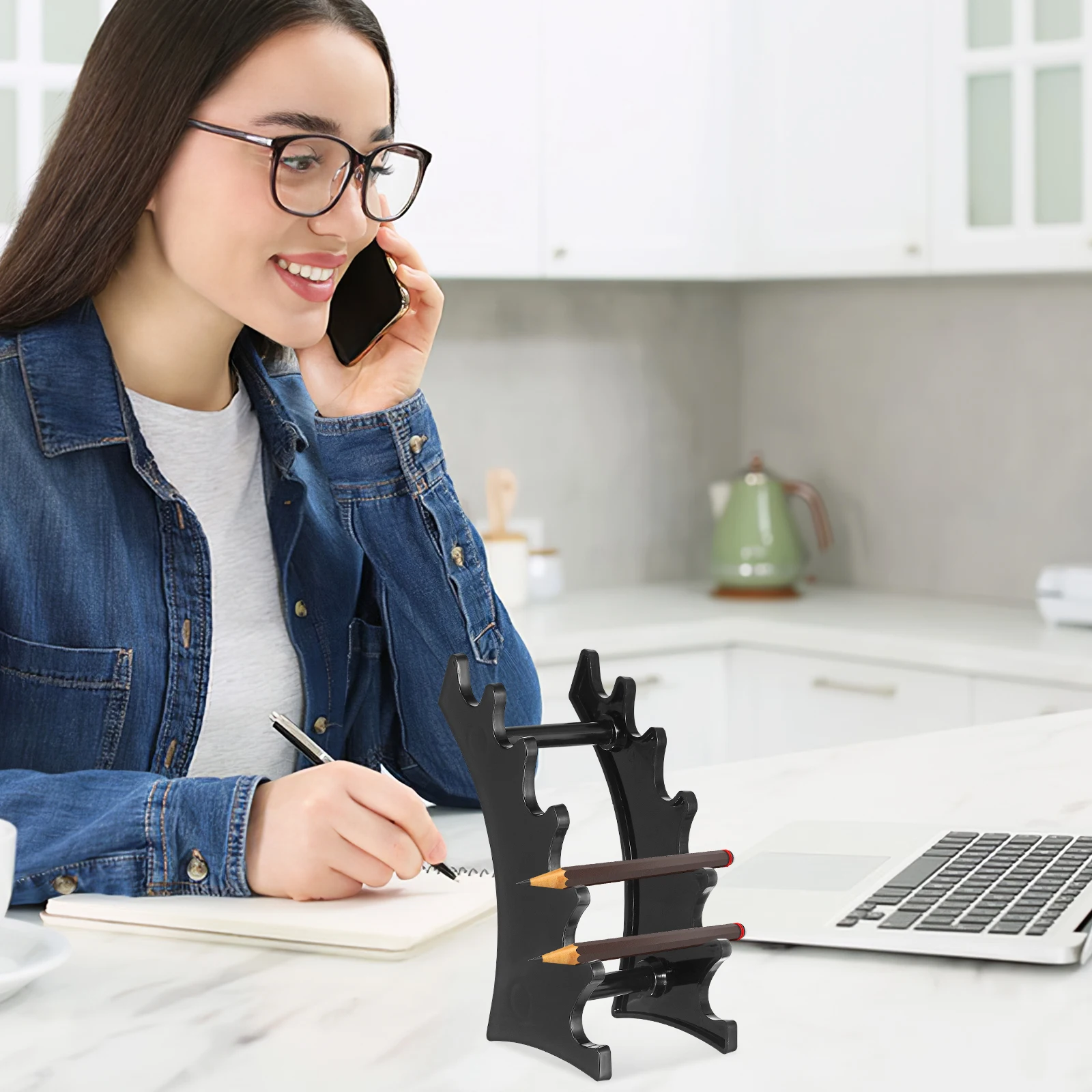 

2pcs Organizer For Desk Pen Stand Holder Display Storage Rack 6 Slot Detachable Pen Rack Eyebrow Makeup Brush Holder Stable