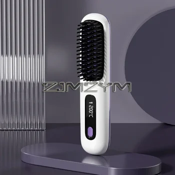 20Seconds Quick Heat Hair Straighter Liquid Crystal Cordless Straight Comb Anti-Scald Styling Brush Negative Ion Curly Hair Tool - Image 5