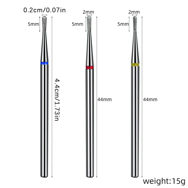 3 unids/set brocas para uñas forma de lágrima cabezal de molienda limpio corindón acero de tungsteno cutícula eléctrica detalle limpio para manicura