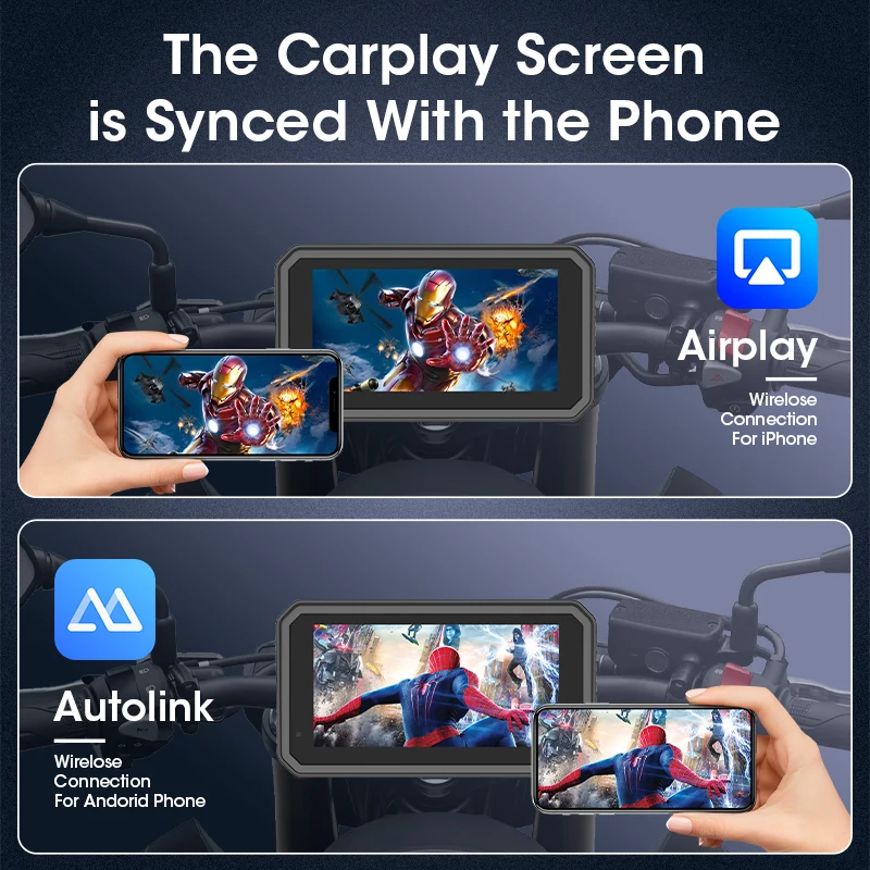 6,25 inch draagbare motorfiets Carplay GPS voor Moto Navigatie IPX7 waterdicht scherm Draadloze Android Auto Motobike Monitor