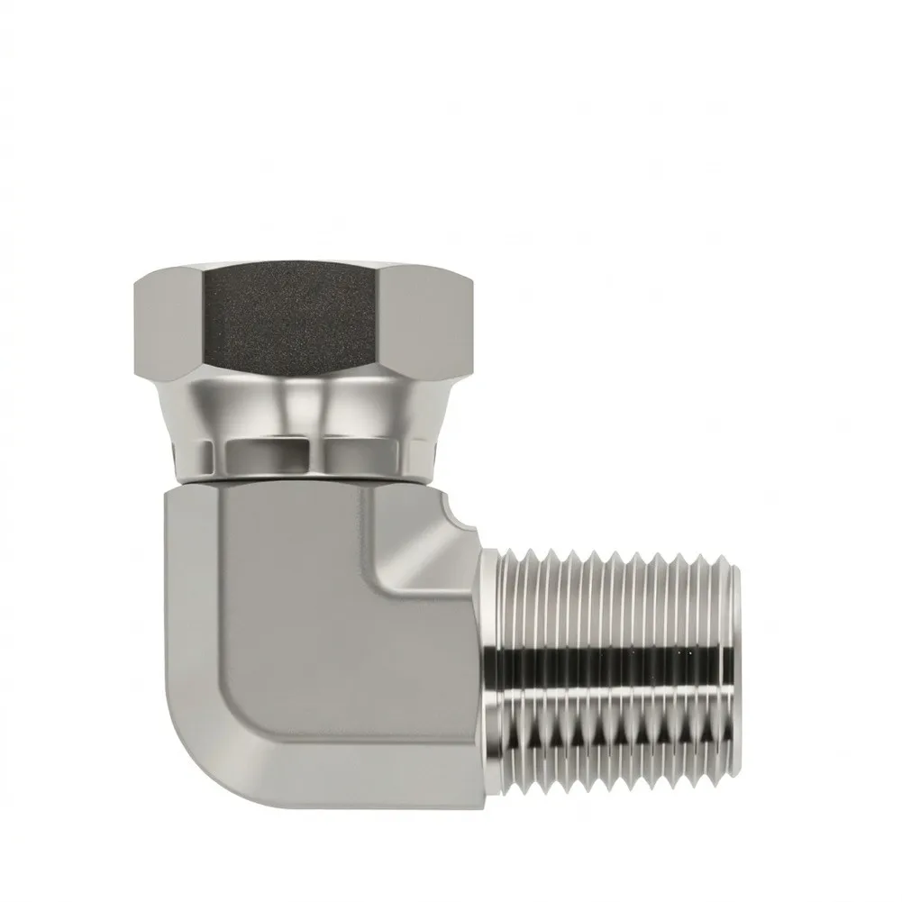 Industrial Grade 90 Deg Swivel Elbow 1/2in NPTF to 1/2in NPSM for SAE J512 1501-08-08 Hydraulic Connection Needs