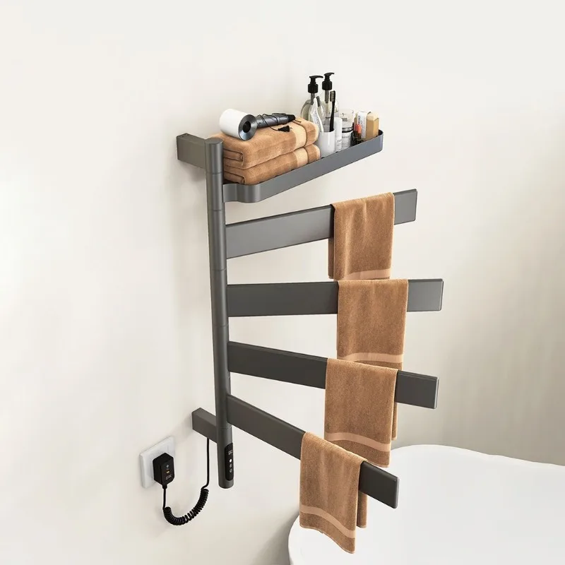 

Rotating Electric Towel Rack Stainless Steel Household Bathroom Constant Temperature Heated Drying Racks Bathroom Accessories