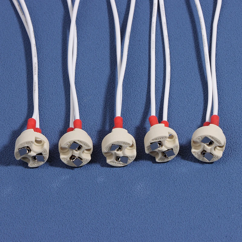 Hot Sale 5Pcs GU5.3 MR16 Lamp Holder G5.3 Enhanced Europe Lamp Base Round Socket 15CM Ceramic Lampholder For LED Bulb