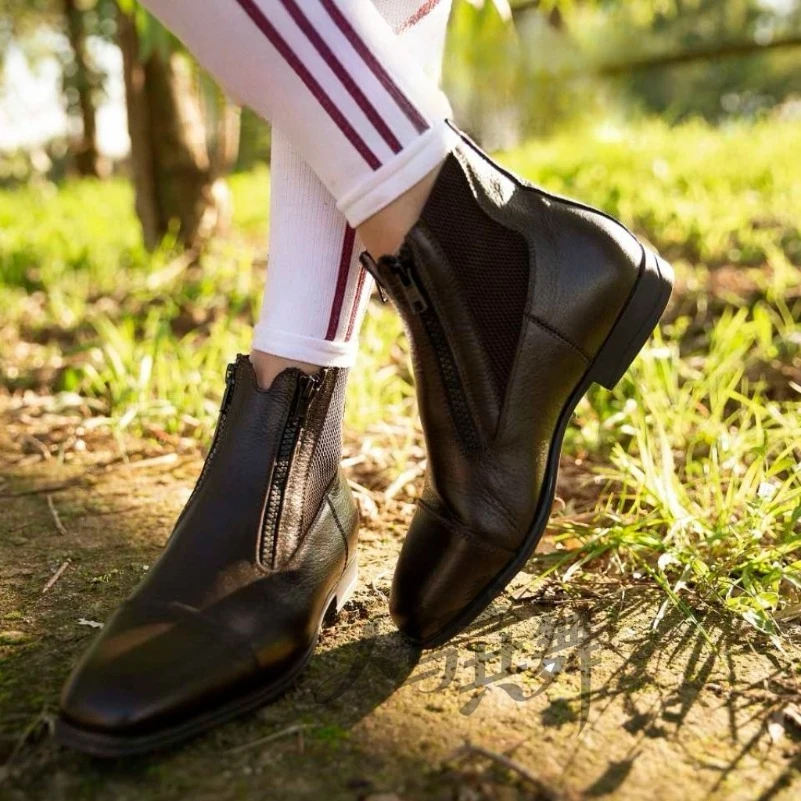 Equestrian Short Boots Equestrian Training Competition Soft Full Leather Short Boots Men's and Women's Equestrian Boots