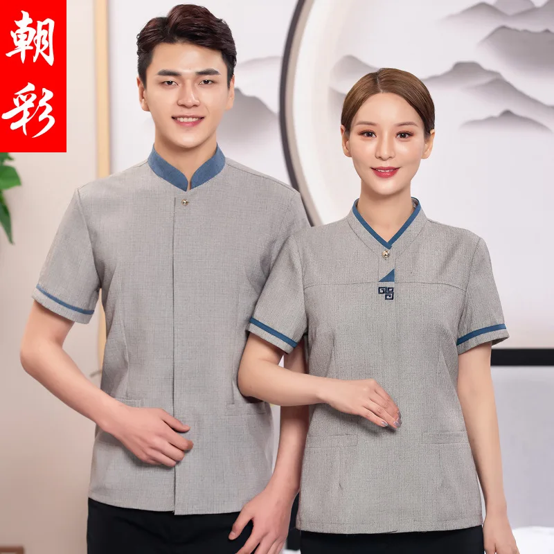 Hotelzimmer Kellner Arbeits kleidung Kurzarm Boden pa Housekeeping Company Eigentum Gemeinschaft Sommer Reinigungs service Uniform