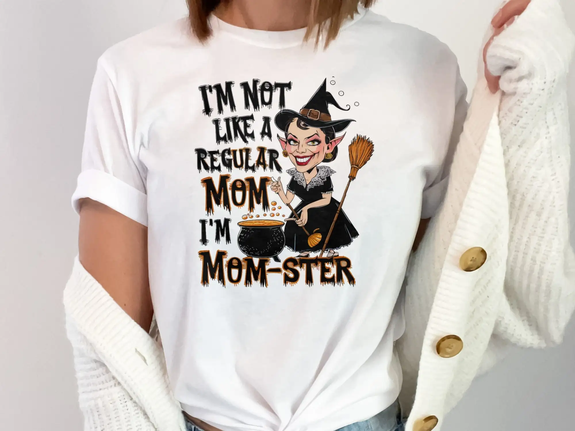 Funny Witch Mom T Shirt Unique Witchcraft Top Love Themed Mothers Day Momster Humorous Moms Present