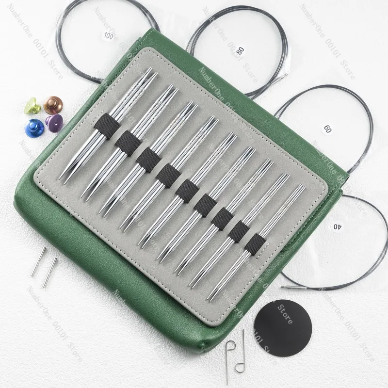Colorful Oxidized Aluminum Interchangeable Circular Knitting Needle Set Stainless Steel Braided Cable Sweater Needles Detachable