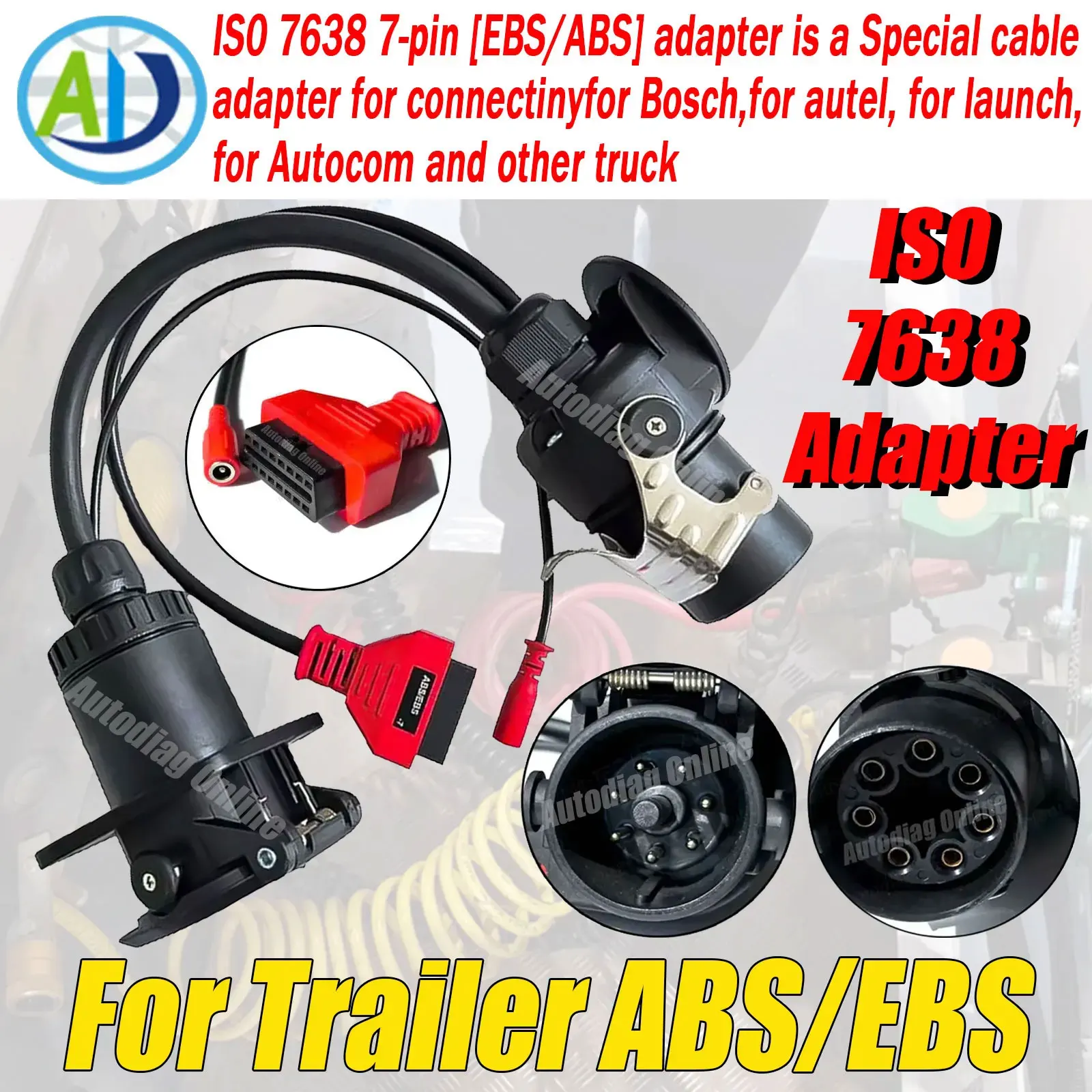 ISO 7638 EBS/ABS Adapter For Trailer OBD Diagnostic Adapter for Bosch/Wabco Truck Diagnostic Cable for Autel/Autocom/LUANCH Scan