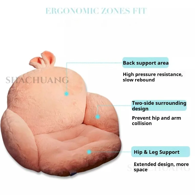 Integrated Backrest Seat Cushion Semi Enclosed Design Pain Relief Pad for Office Chair Sciatica Support Student Exam Comfort