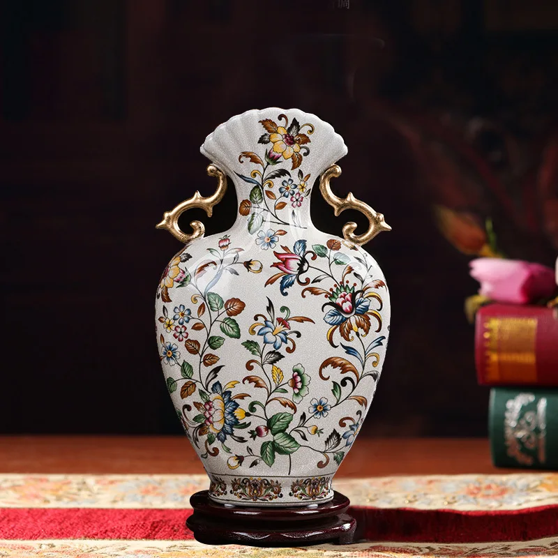 Jingdezhen Ceramic European Vase Antique Crack Glaze Flower Arrangement Vase Living Room Bogujia Home Decoration Vase