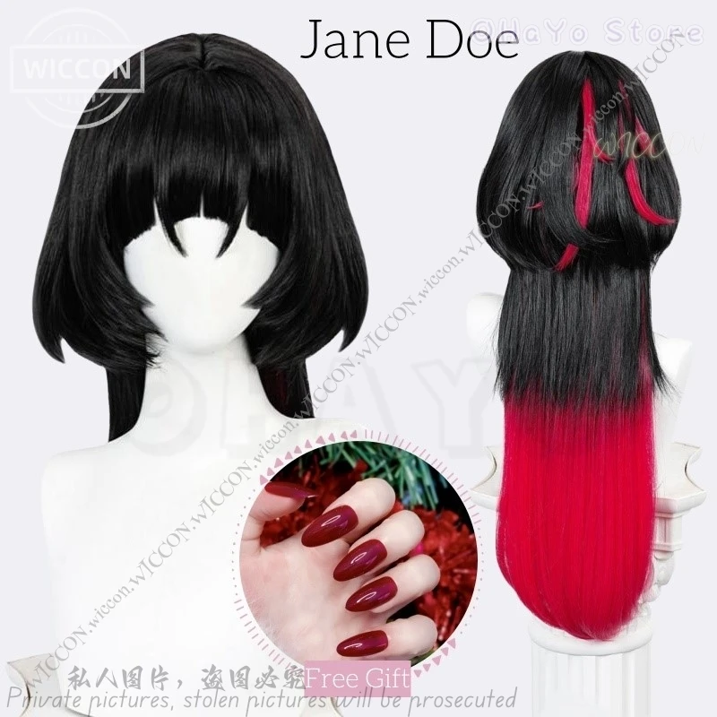 Jane Doe Cosplay Wig Fake Nails Game Zenless Zone Zero Free Gift Mice Jane Doe Cosplay Accessories Halloween Party ZZZ Woman