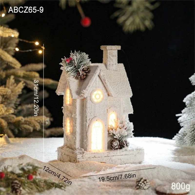 Indoor Christmas Village House Decoration Lighted Houses Figurine with Soft Glowing for Festival Table Display