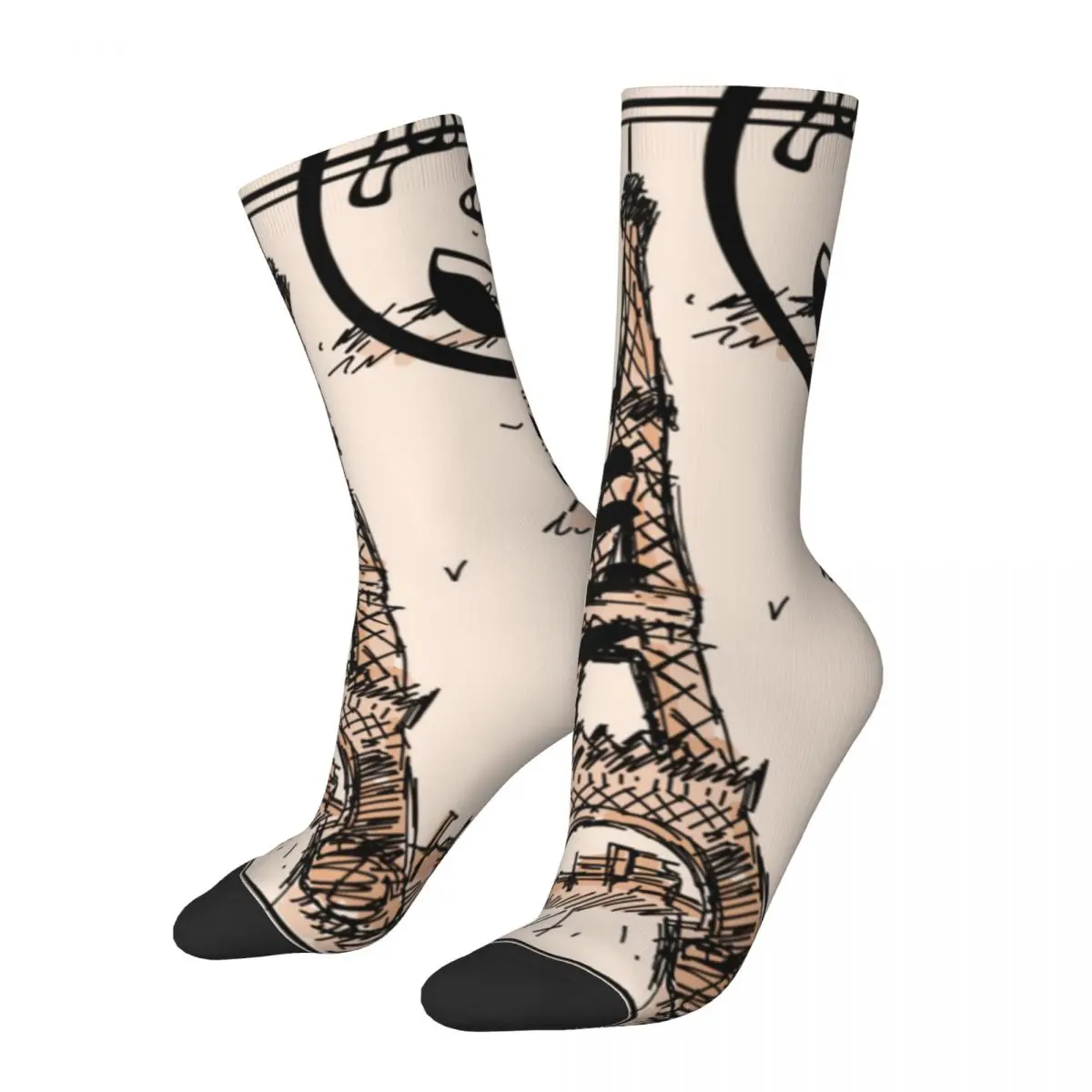 Paris Stamp Socks Autumn Eiffel Tower Stockings Gothic Couple Comfortable Socks Pattern Cycling Anti Skid Socks