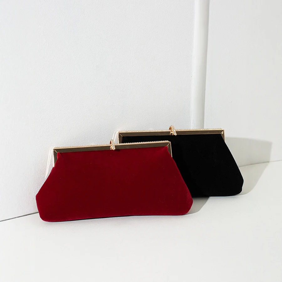 الرجعية المخملية مساء حقائب مخلب محفظة كريستال قابل للقفل سلاسل حقائب كتف لحفل عشاء حفلات الزفاف مأدبة حقيبة يد كيس #6