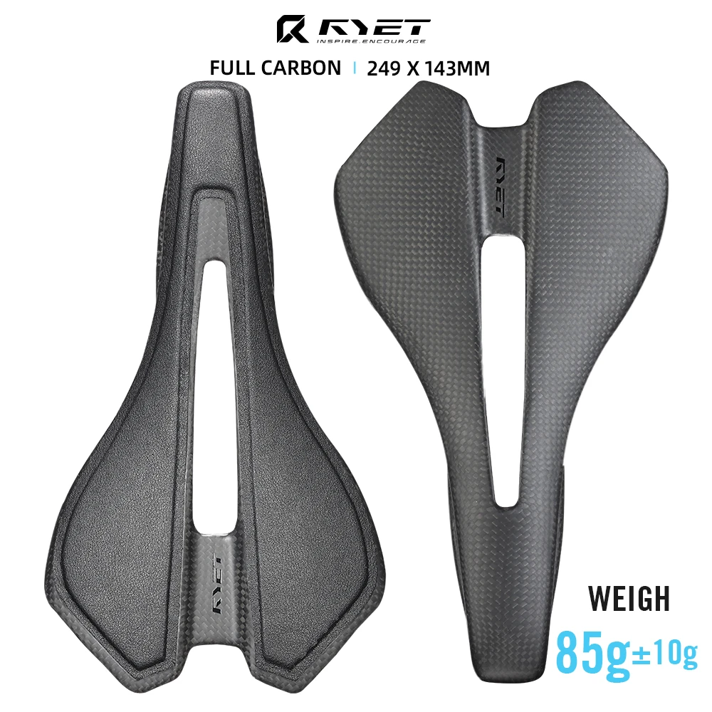 

RYET Ultralight Carbon Fiber Bike Saddle Road for MTB Gravel Road Bike 7x9 Dual-Track Hollow Design 144mm Racing Bicycle Parts