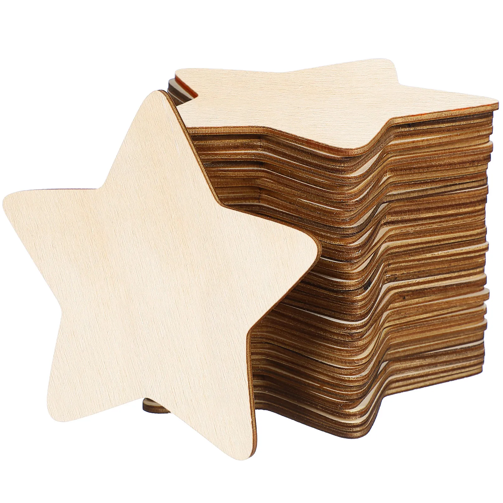 

50 Pcs Five-pointed Star Wood Chips Shaped Crafts for Kids Christmas Decor DIY Painting Smooth Surface Safe Cultivate