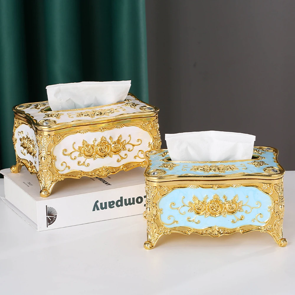 New Luxury European Tissue Box Cover Case Rectangle Houseware Plastic Paper Napkin Holder Hotel Home Decor Organizer Paper Box
