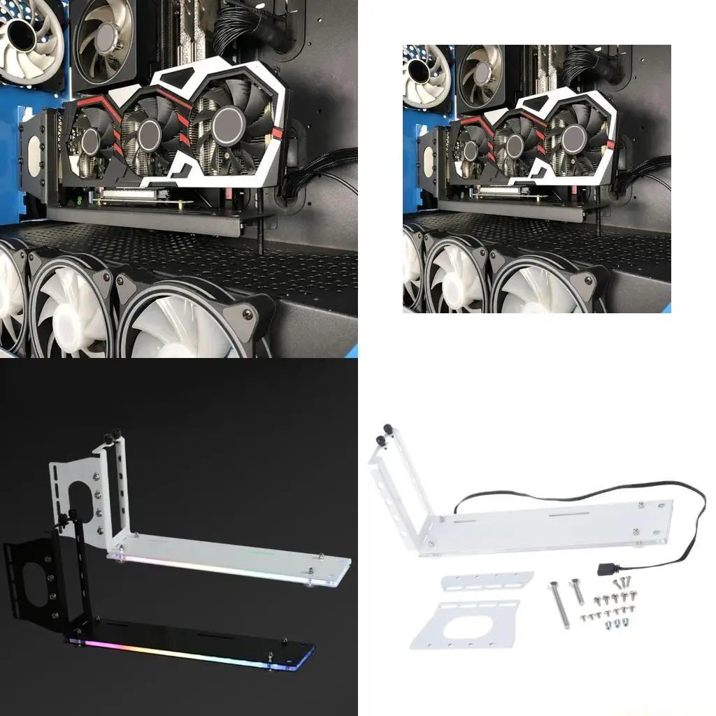 Vertical PCI-E Riser PC Graphics Cards PCI for Express Extender Stand 12V RG