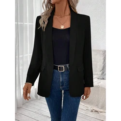 Mia Muse Blazer da donna per tutte le stagioni Blazer eleganti con risvolto a maniche lunghe in tinta unita francese