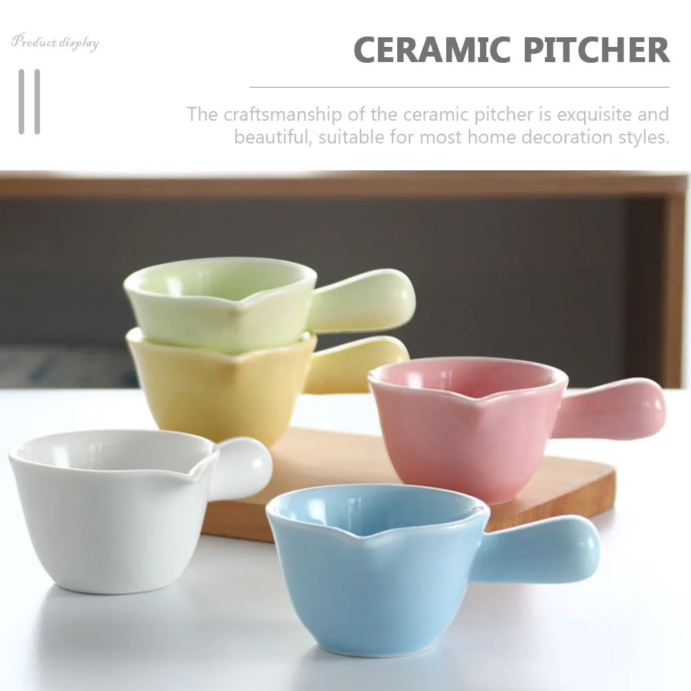 5 قطع من إبريق الحليب السيراميكي، مادة ممتازة، مزججة، ناعمة، سهلة التنظيف، متعددة الأغراض، مقهى منزلي، استخدام الفندق #2
